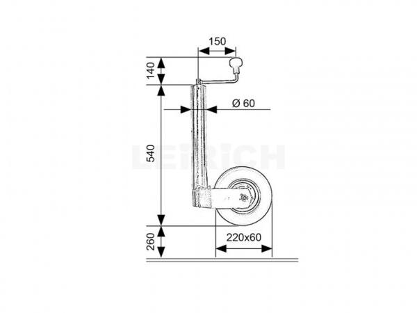 Stützrad Standard 60 mm Skizze